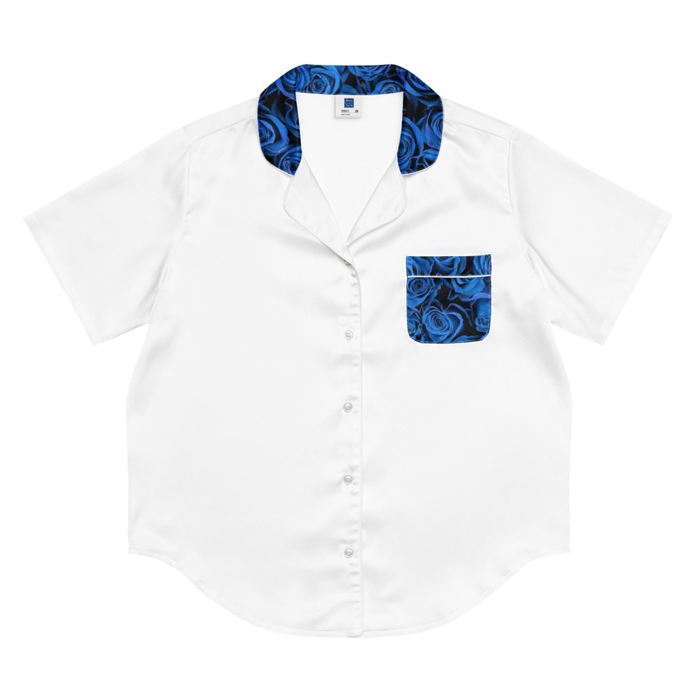 Bougie Soror - White Shirt & shorts with Blue Rose Accents